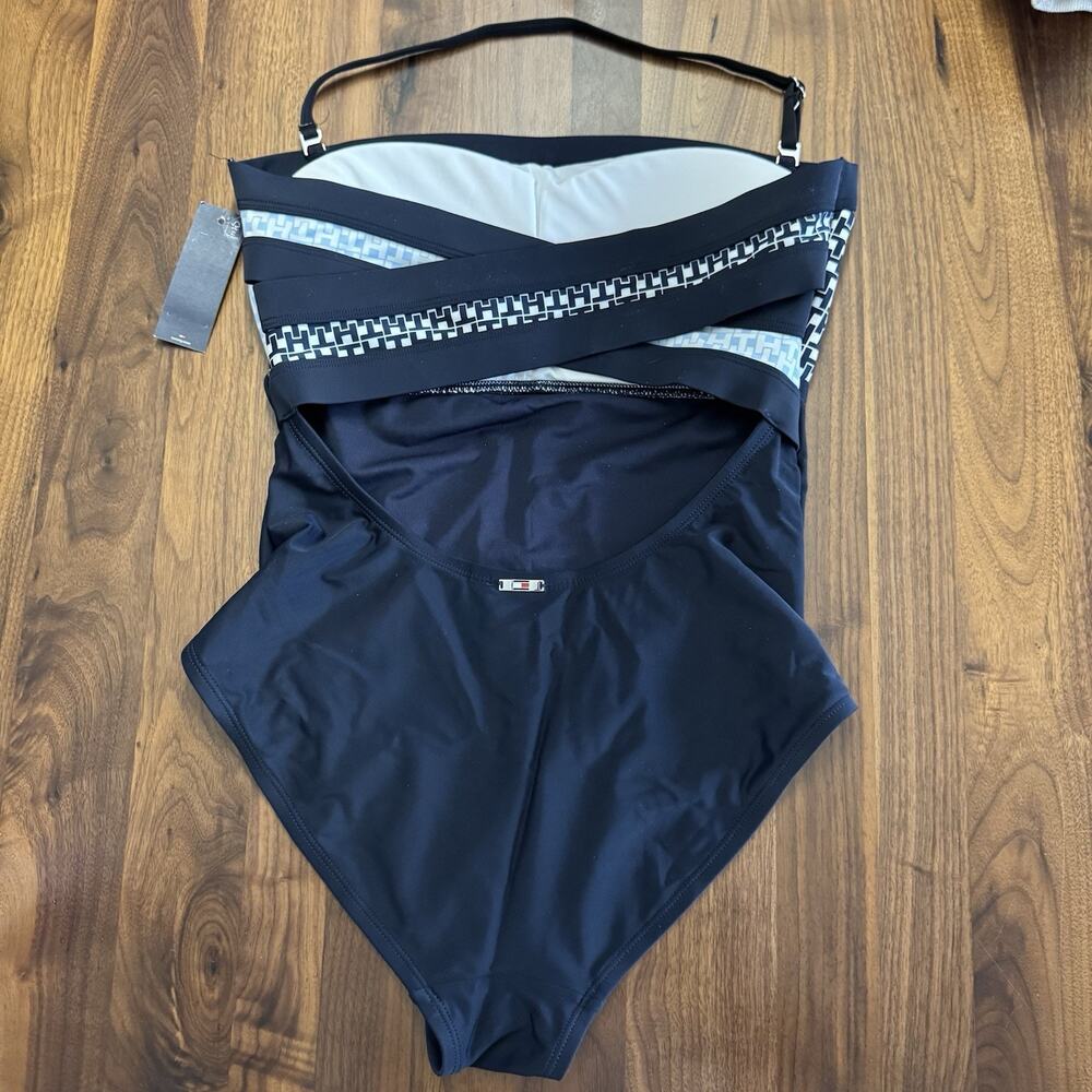 Tommy Hilfiger NWT Sky Captain Bandeau One Piece Swim Size M - Picture 5 of 8